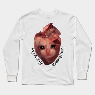 Crying Cat Heart Long Sleeve T-Shirt